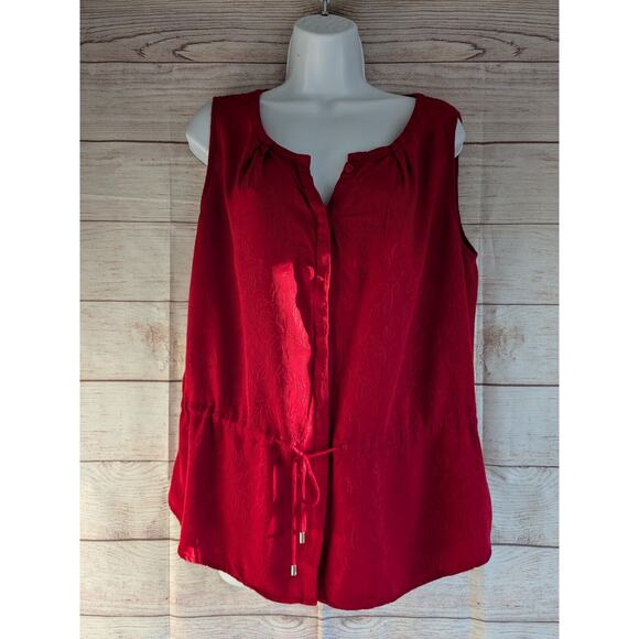 Liz Claiborne Liz Red Sleeveless Button Up Top Size Large - Picture 1 of 6